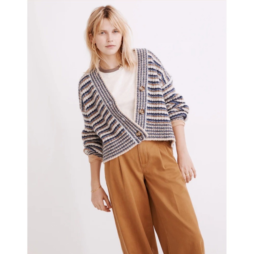 Madewell Waller Crop Cardigan Sweater Wool Blend Medium